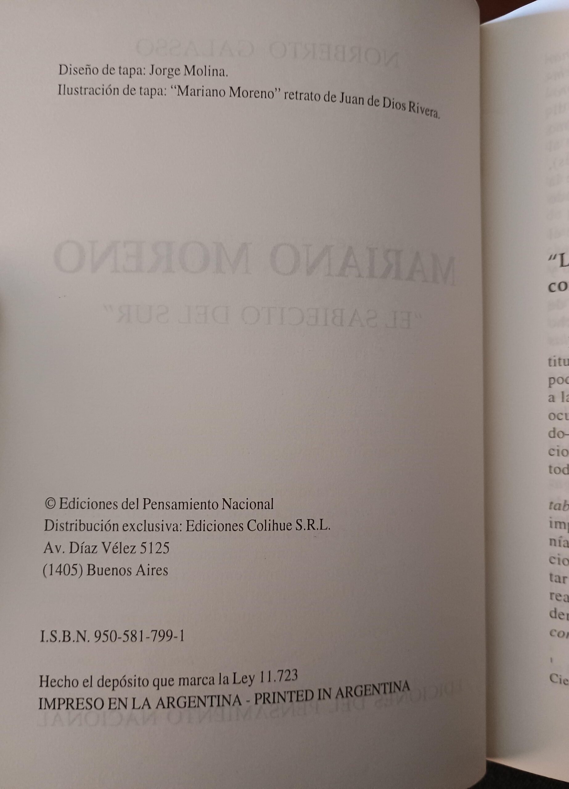 MARIANO MORENO. EL SABIECITO DEL SUR de Norberto Galasso - Imagen 2
