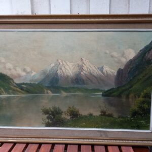 Lago y montañas. Óleo. de Benito Ramos Catalán -