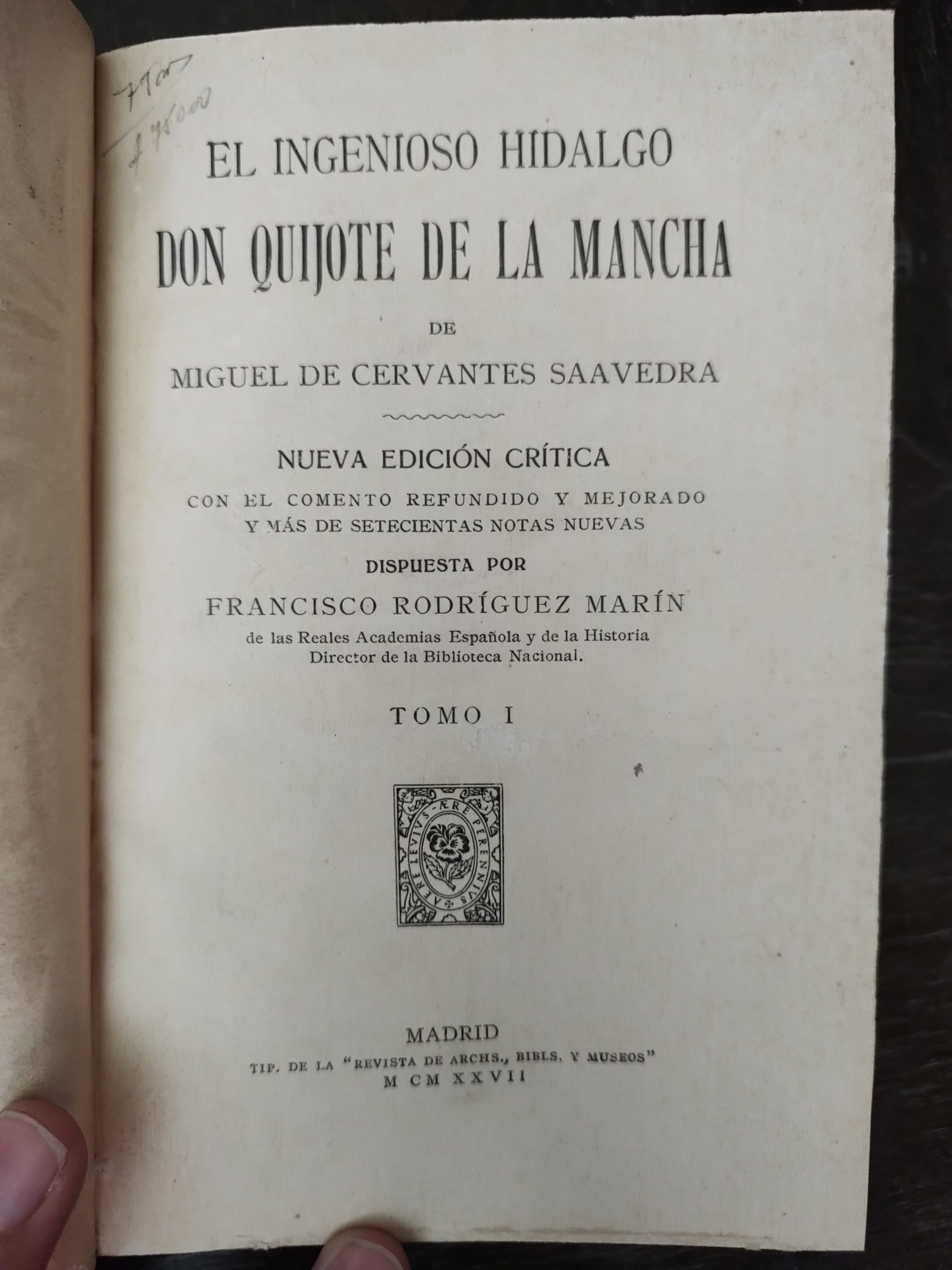 EL INGENIOSO HIDALGO DON QUIJOTE DE LA MANCHA, TOMO I-VII de Miguel de Cervantes dispuesta por Francisco Rodríguez Marín - Imagen 2