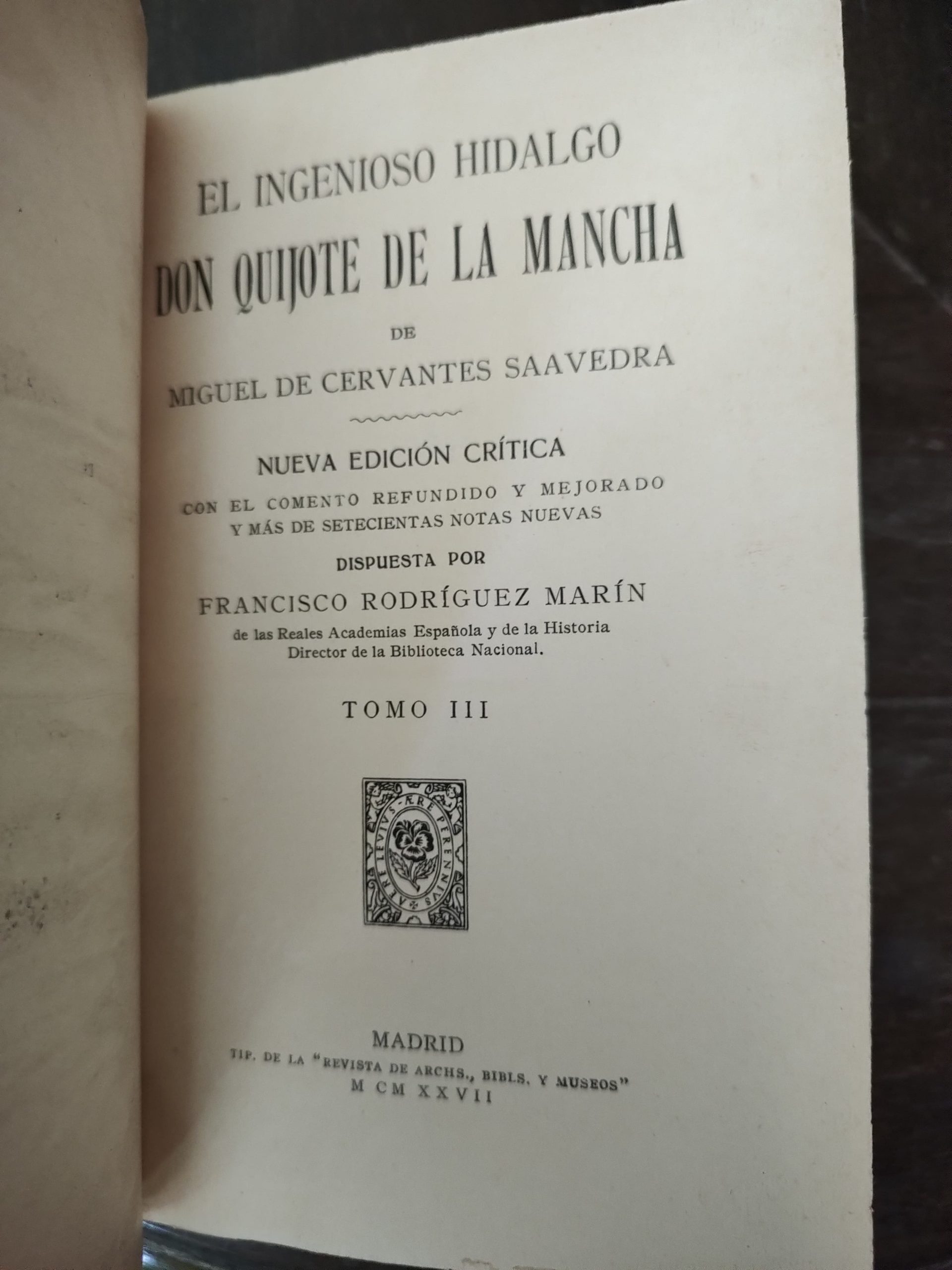 EL INGENIOSO HIDALGO DON QUIJOTE DE LA MANCHA, TOMO I-VII de Miguel de Cervantes dispuesta por Francisco Rodríguez Marín - Imagen 4