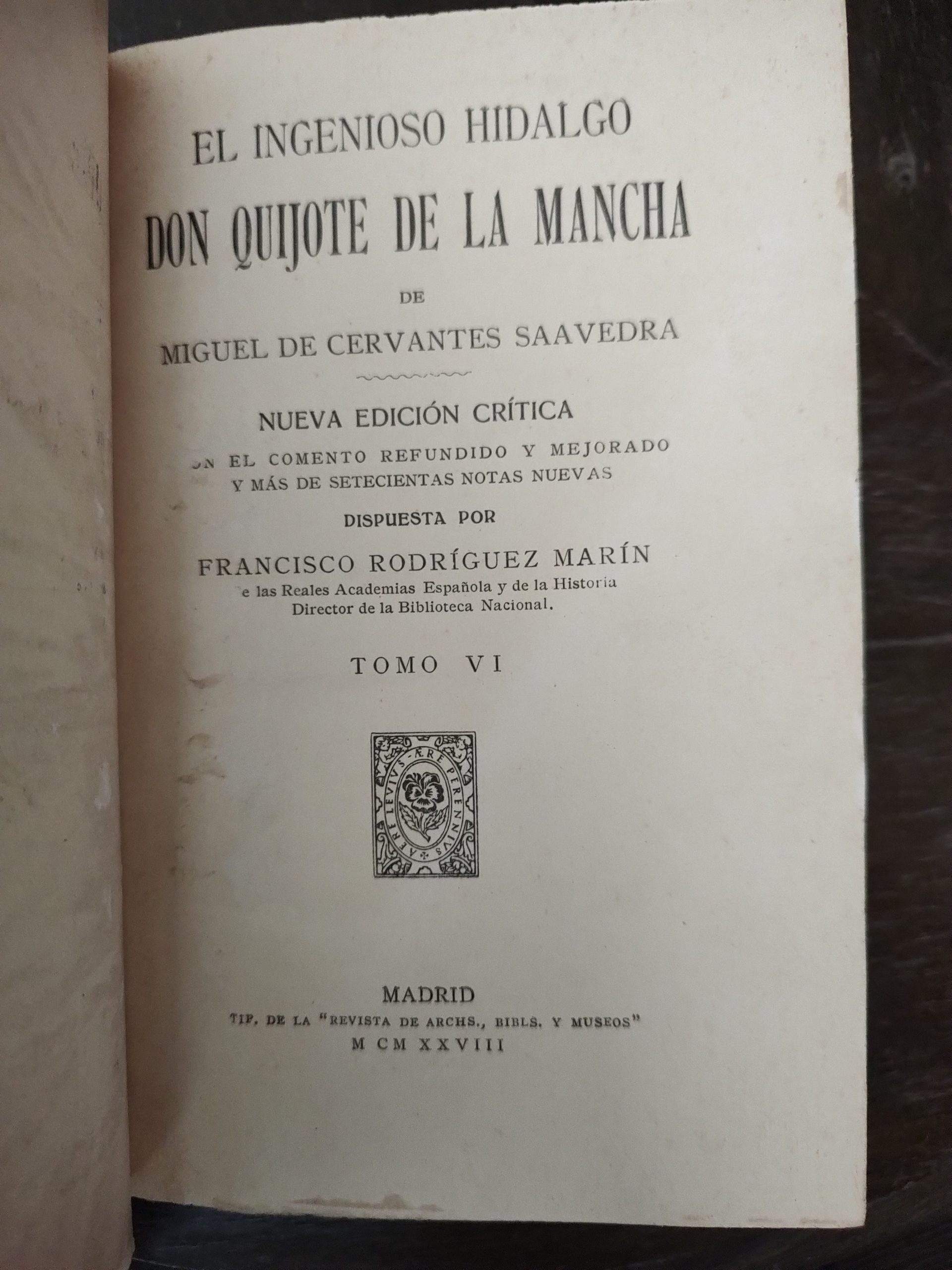 EL INGENIOSO HIDALGO DON QUIJOTE DE LA MANCHA, TOMO I-VII de Miguel de Cervantes dispuesta por Francisco Rodríguez Marín - Imagen 7