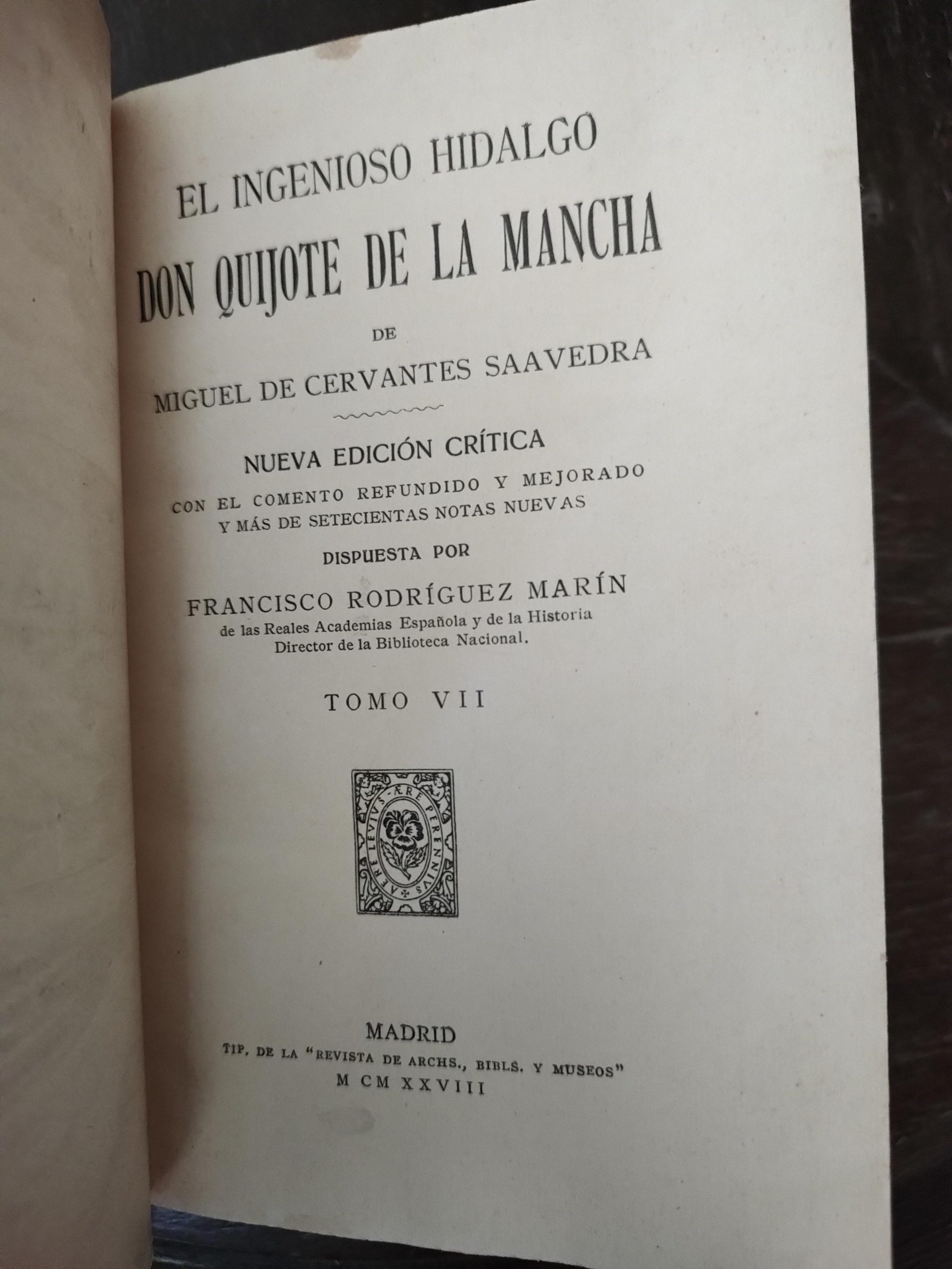 EL INGENIOSO HIDALGO DON QUIJOTE DE LA MANCHA, TOMO I-VII de Miguel de Cervantes dispuesta por Francisco Rodríguez Marín - Imagen 8