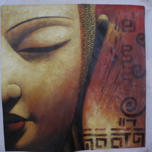 Pintura Moderna Impactante Cara Parcial De Buda