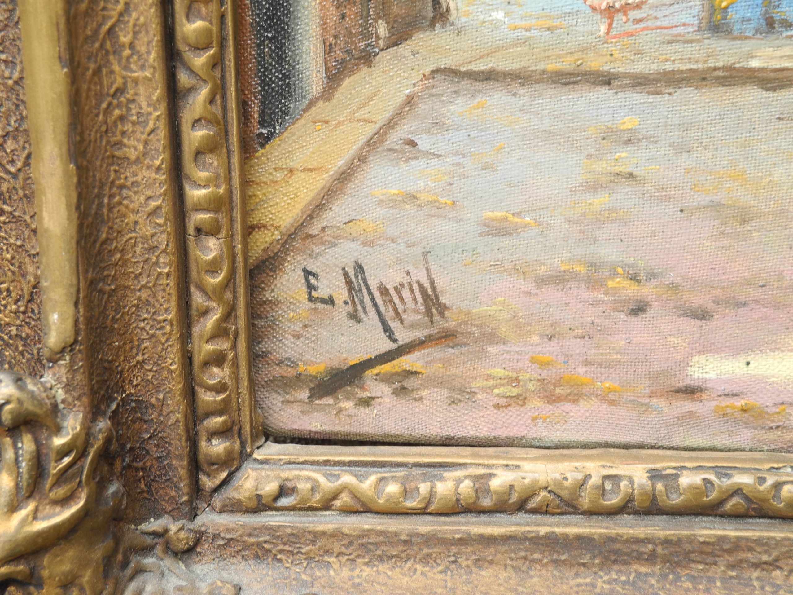 Pintor Marin Oleo Tema Español Iglesia 64x46