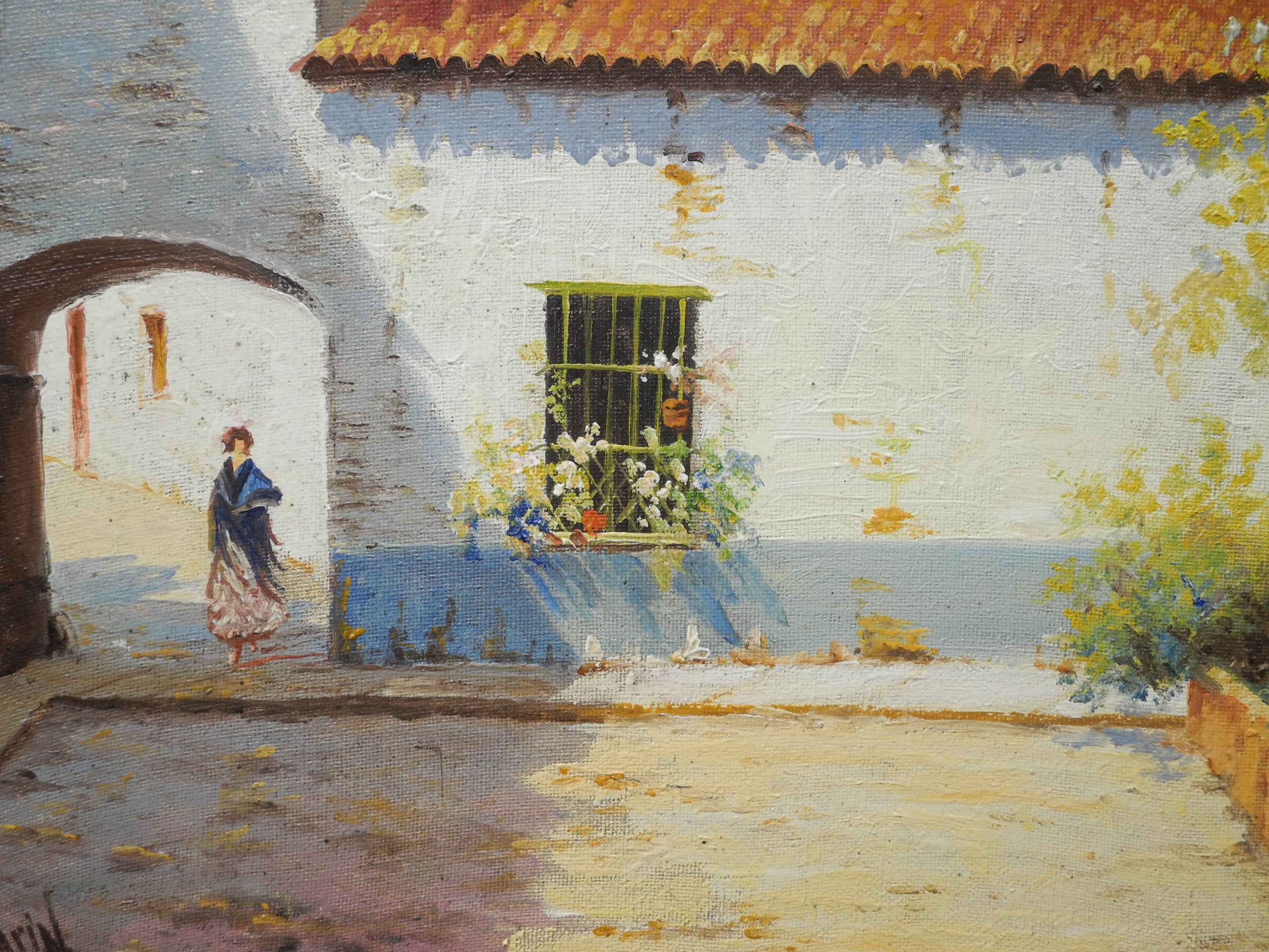 Pintor Marin Oleo Tema Español Iglesia 64x46