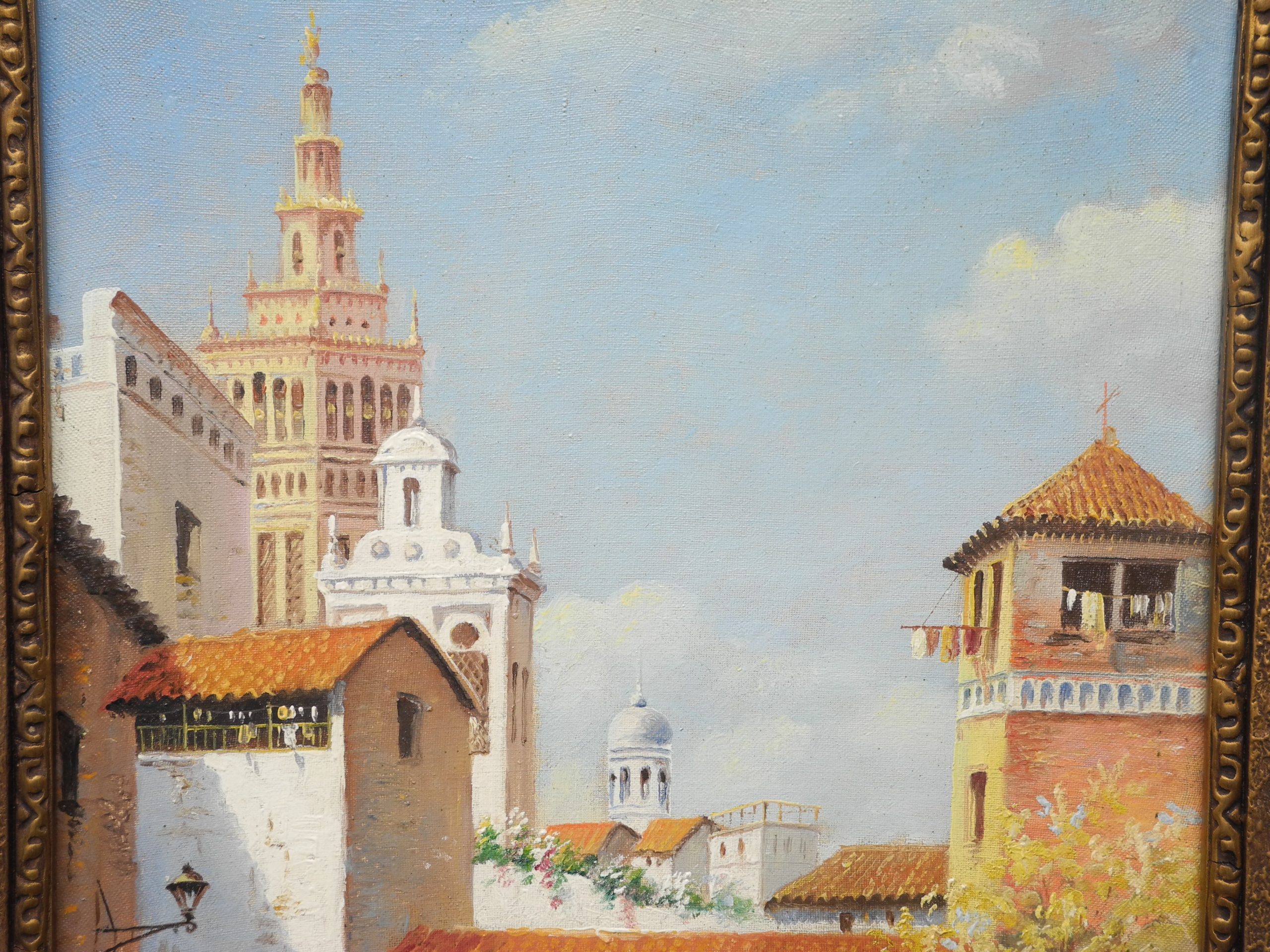 Pintor Marin Oleo Tema Español Iglesia 64x46