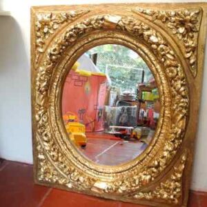 Espejo Biselado Con Marco Dorado
