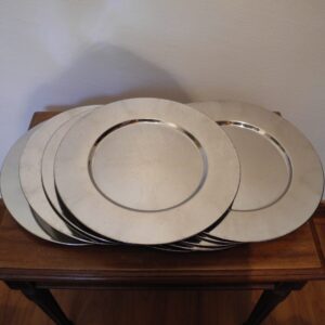 Juego De 10 Platos Plateados Redondos 28 Cm Diametro