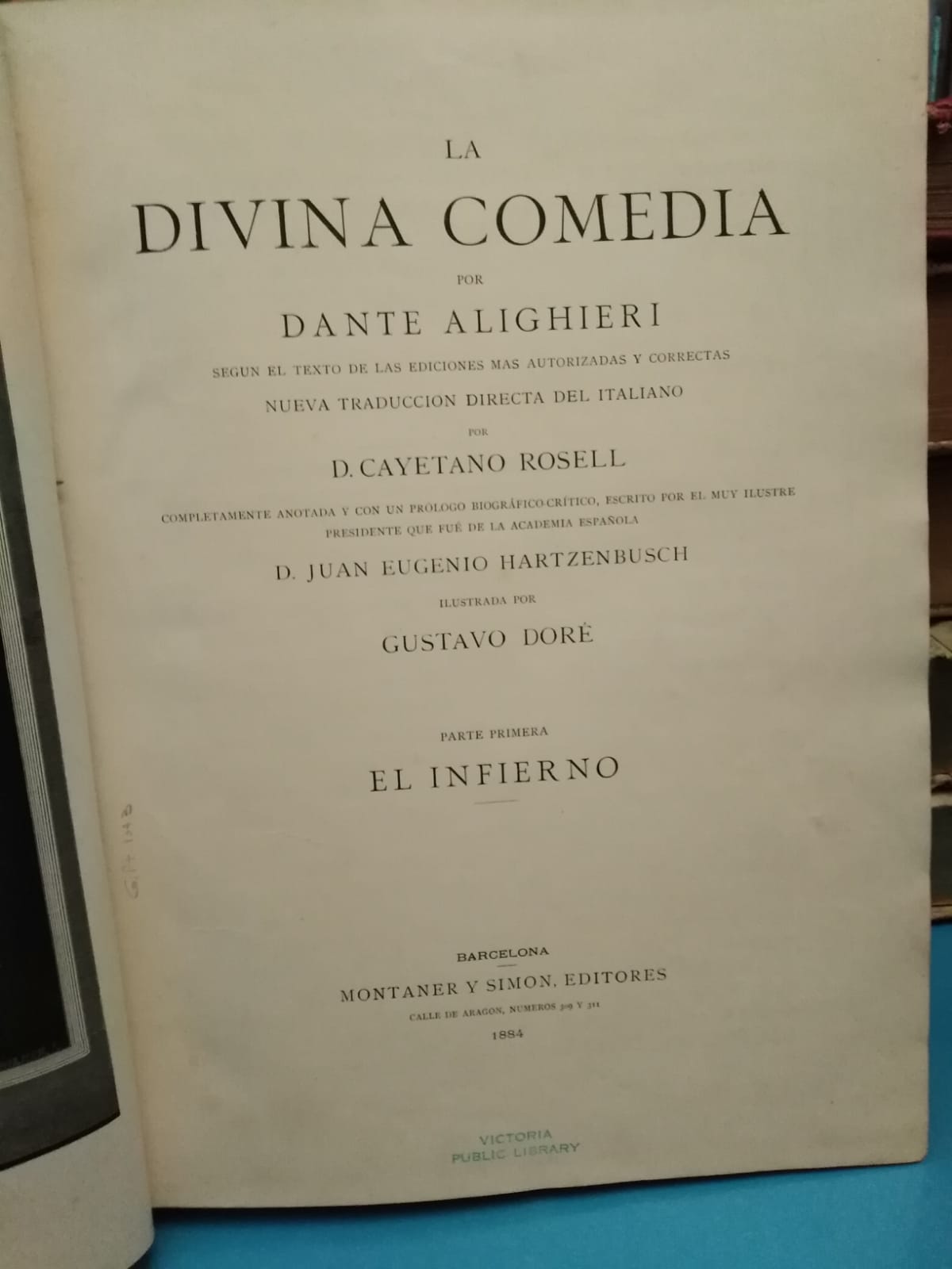 La Divina Comedia - Dante Alighieri - Edición de 1884 "Montaner & Simon" / Ilustraciones de Gustav Doré