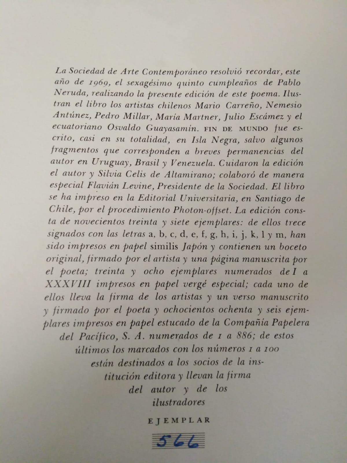 Fin de Mundo - Pablo Neruda - 1969