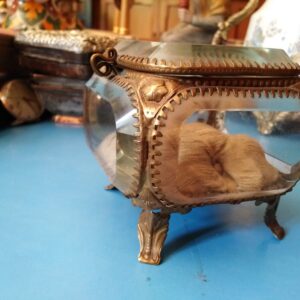 Fino Joyero de bronce y cristal siglo XIX