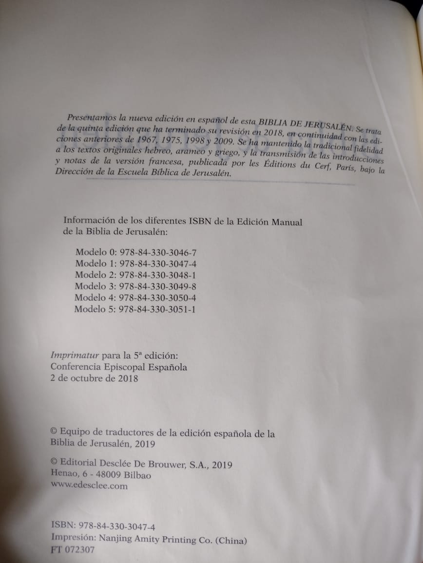 Biblia de Jerusalén - Quinta edición revisada y aumentada - 2019