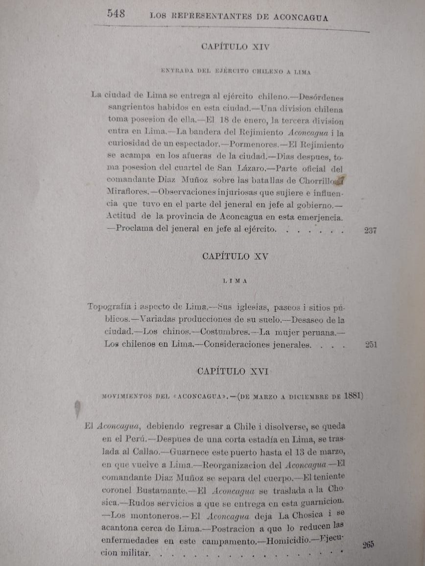 Los Representantes de la Provincia de Aconcagua en la Guerra del Pacífico 1879/1884 - Florentino Salinas - 1893