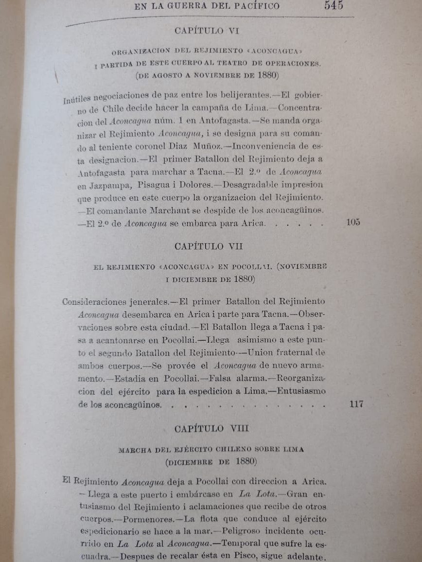 Los Representantes de la Provincia de Aconcagua en la Guerra del Pacífico 1879/1884 - Florentino Salinas - 1893