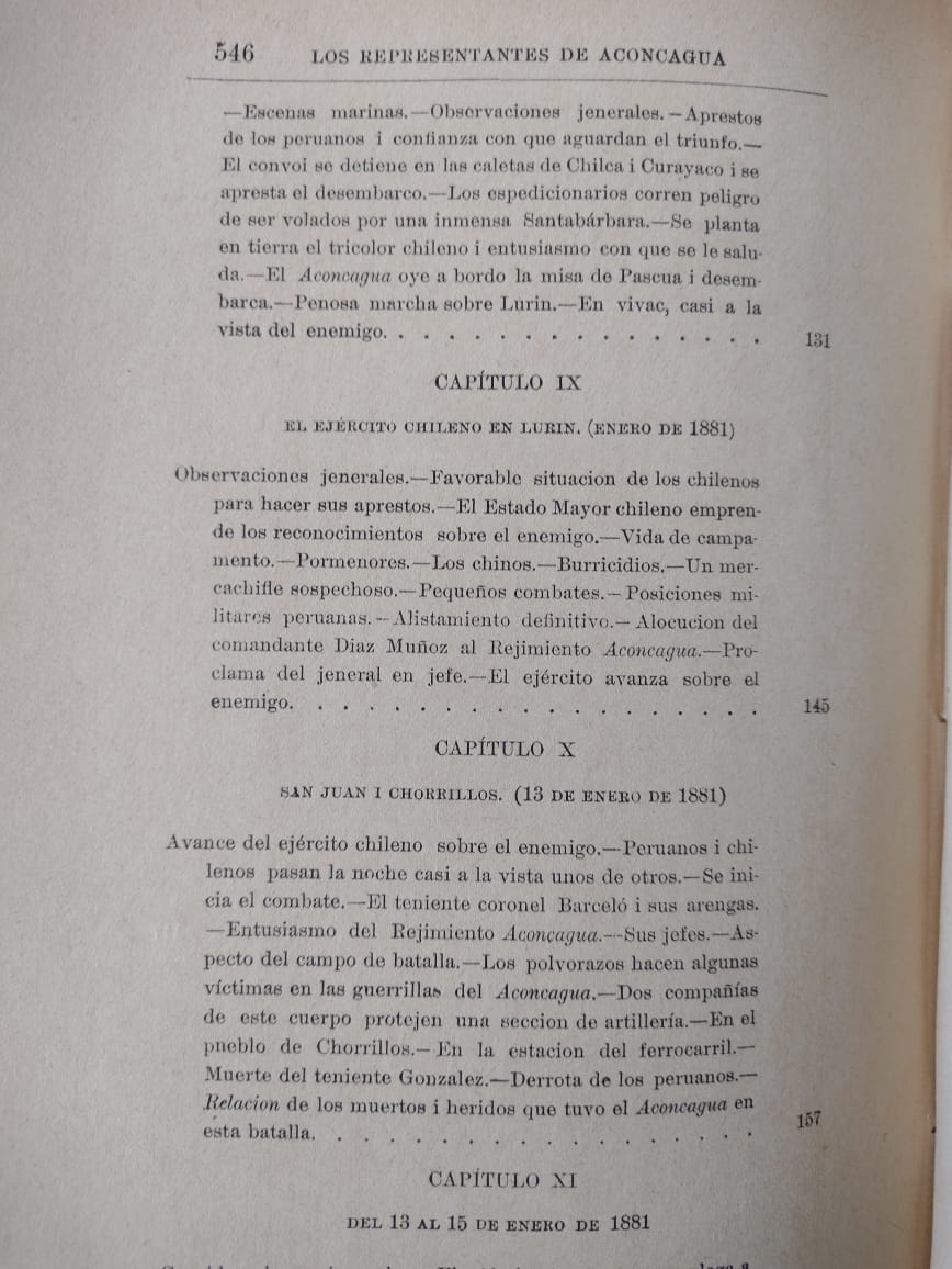 Los Representantes de la Provincia de Aconcagua en la Guerra del Pacífico 1879/1884 - Florentino Salinas - 1893