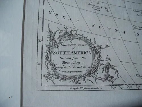 Mapa Antiguo Londres 1756 Chili Sieur Robert Certificado