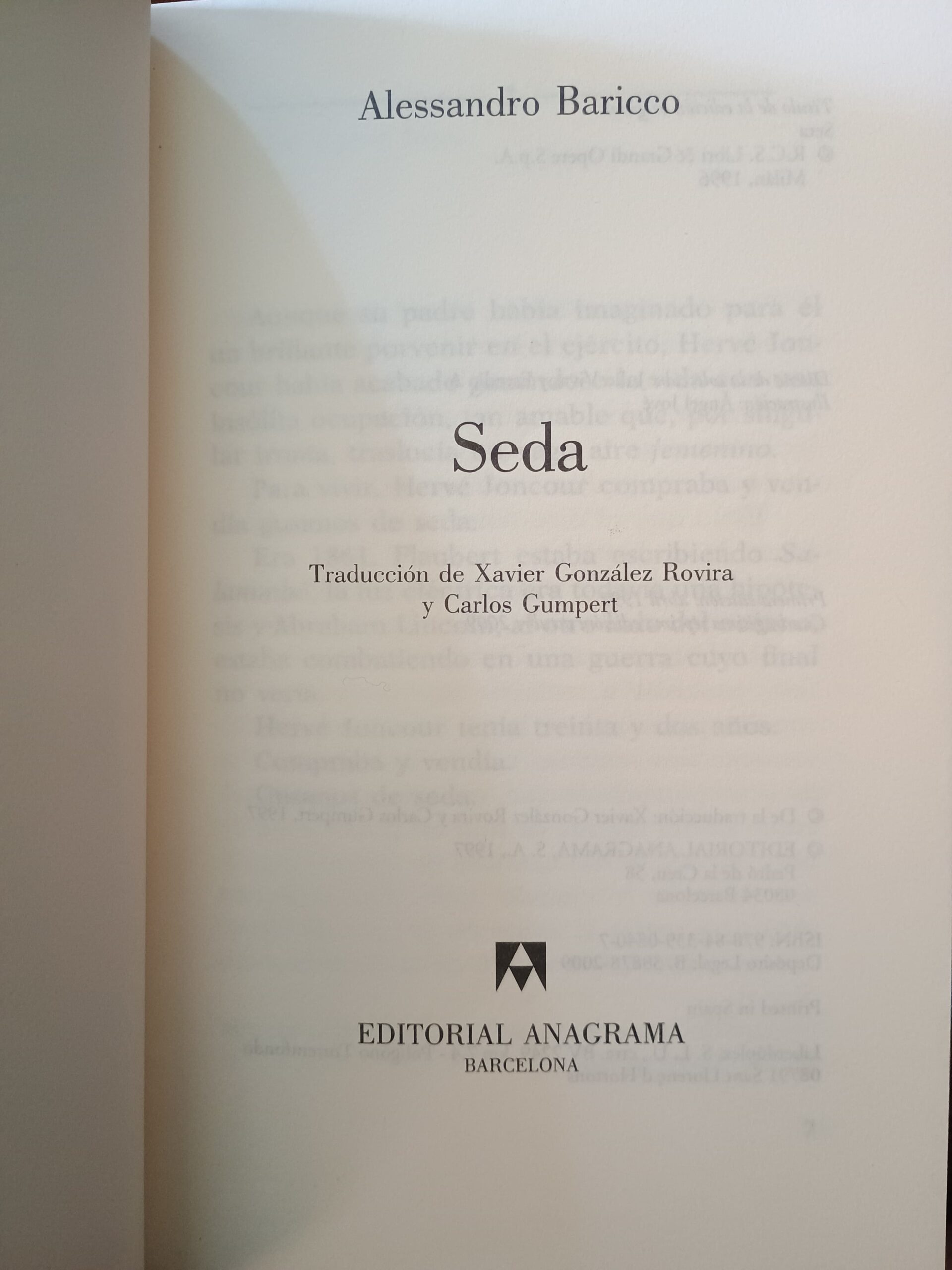 SEDA de Alessandro Baricco - Imagen 2