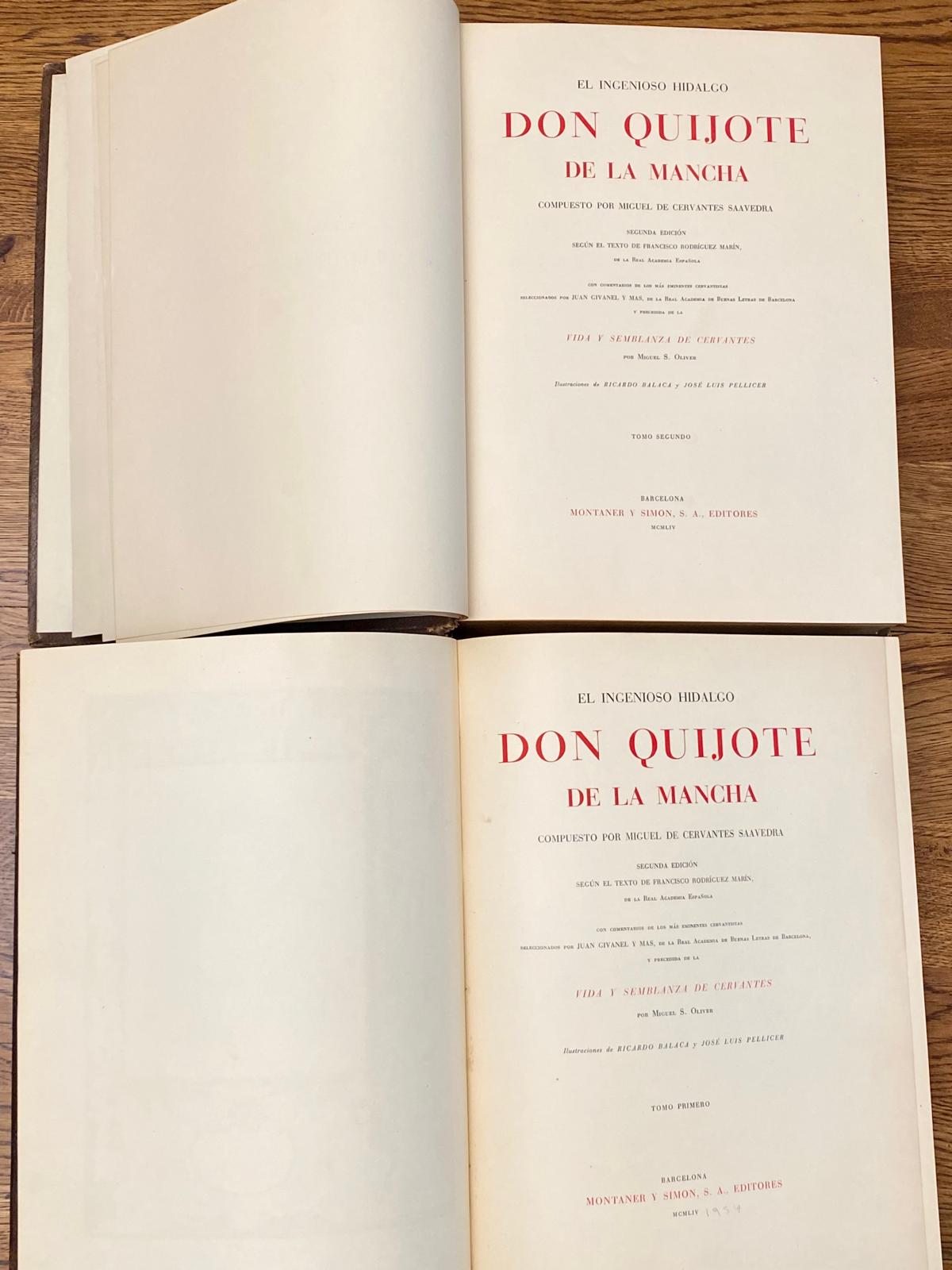 DON QUIJOTE DE LA MANCHA, TOMO I Y II de Miguel S. Oliver Edición de Lujo 1954 - Imagen 12