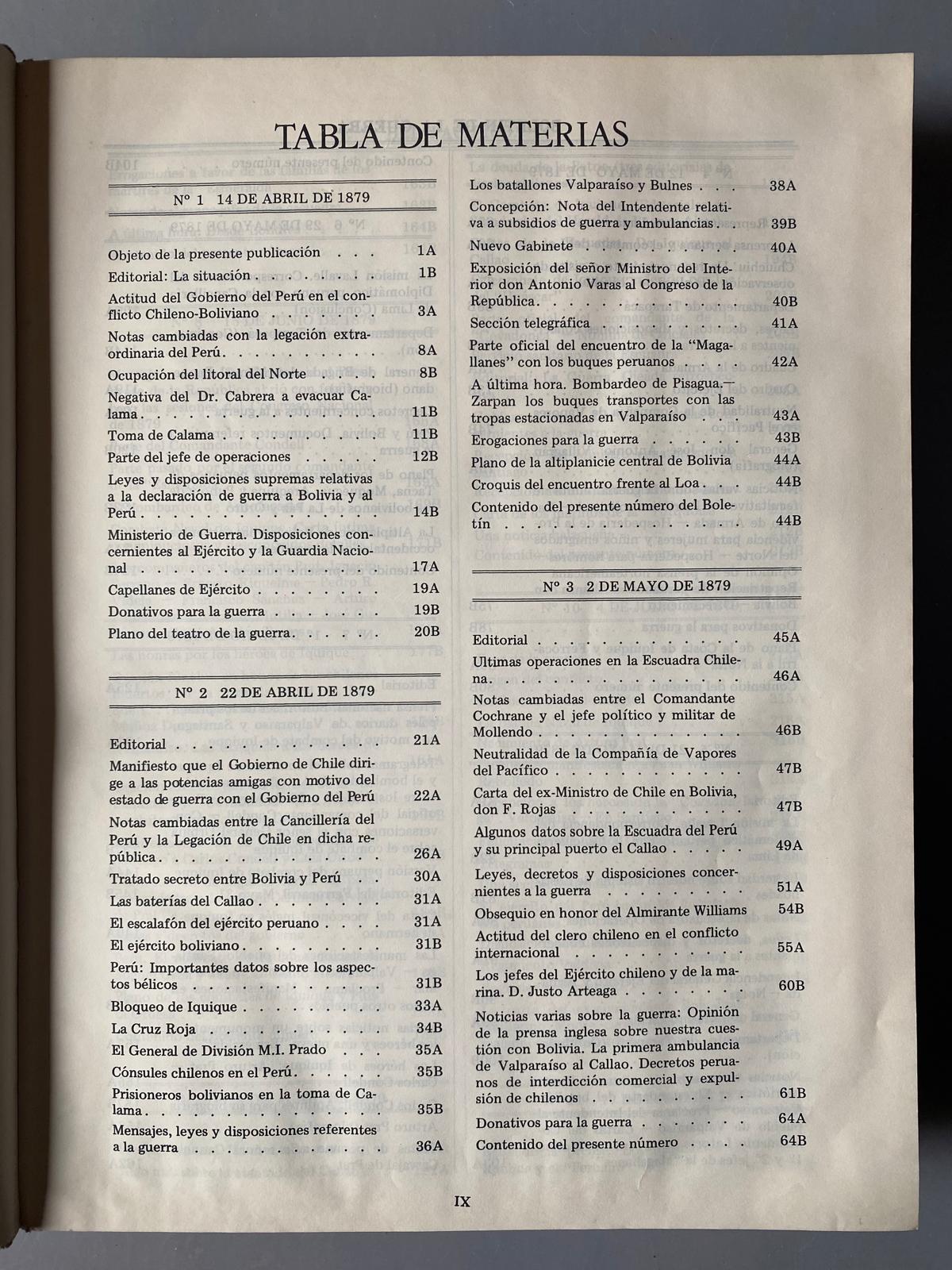 BOLETIN DE LA GUERRA DEL PACIFICO 1879 - 1881 (Ejemplar 01253/2000) - Imagen 10