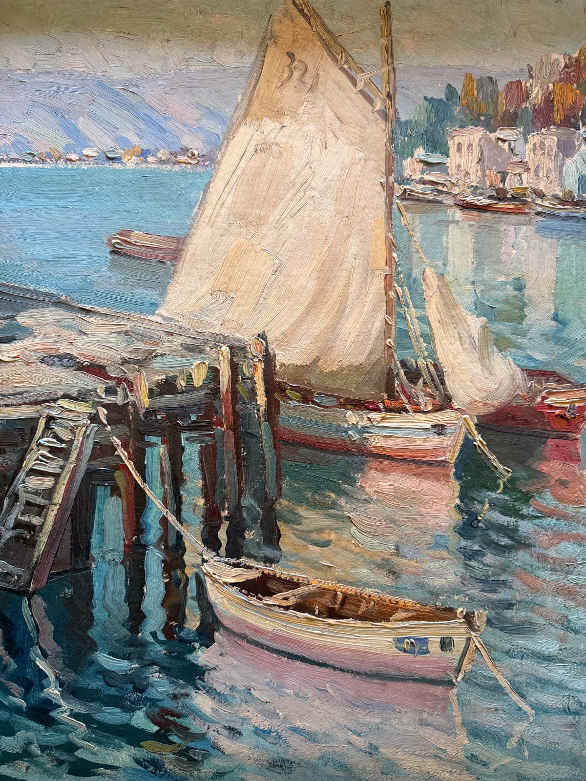 Arturo Pacheco Altamirano - Óleo sobre madera ‘Veleros En El Muelle’ - Imagen 2