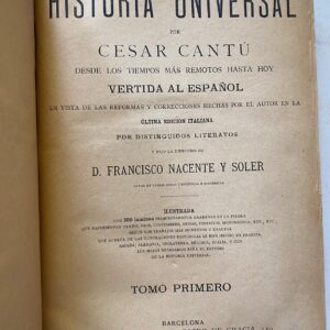 HISTORIA UNIVERSAL por César Cantú. Tomo I 1886