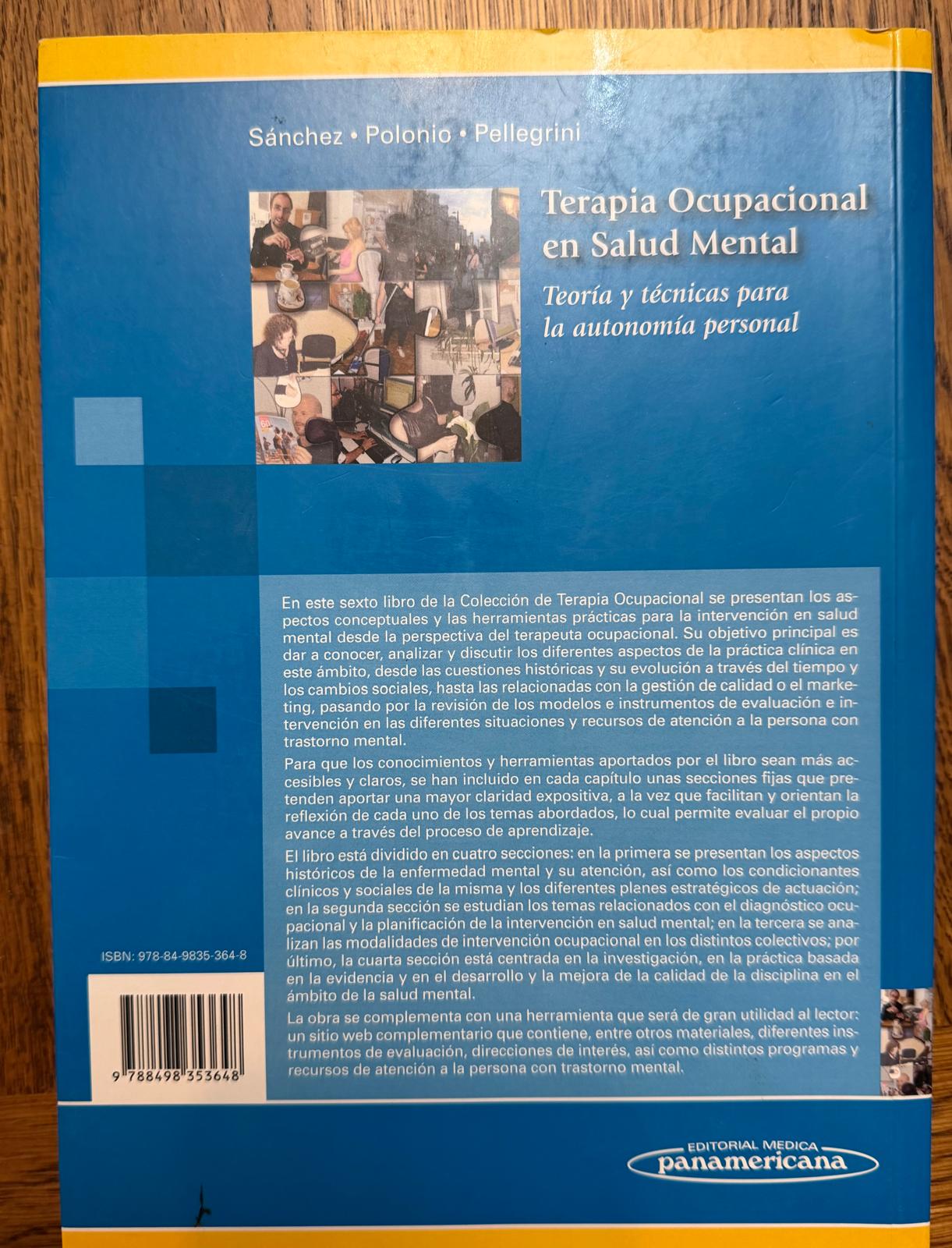 TERAPIA OCUPACIONAL EN SALUD MENTAL de Óscar Sánchez Rodríguez, Begoña Polonio López, Mariel Pellegrini Spangenberg Teoría y Técnicas para la Autonomía Personal (Colección Terapia Ocupacional) - Imagen 3