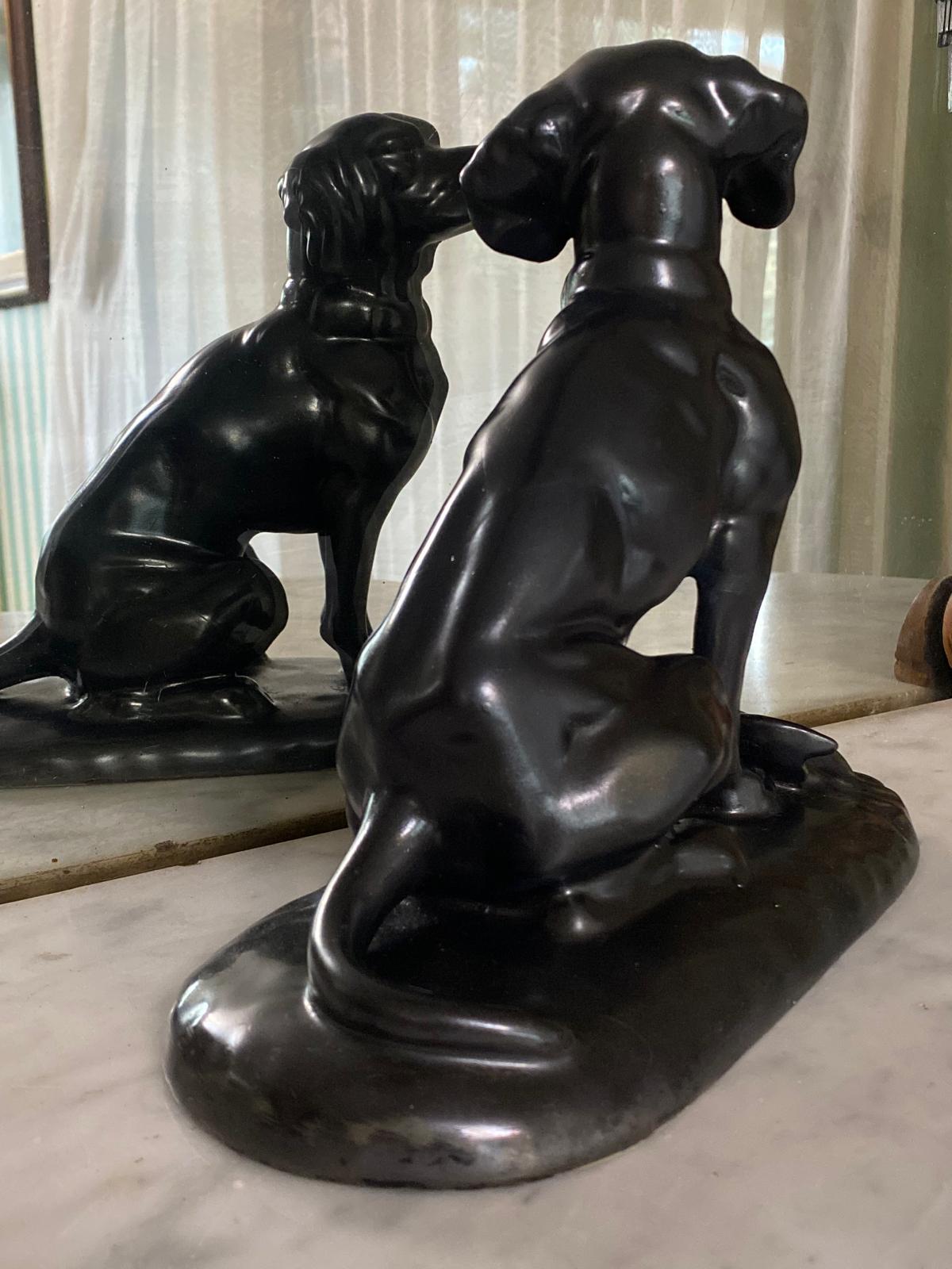 PERRO CAZADOR o COBRADOR CON SU PRESA de CERÁMICA DE LOTA (Antes de 1950) - Imagen 5