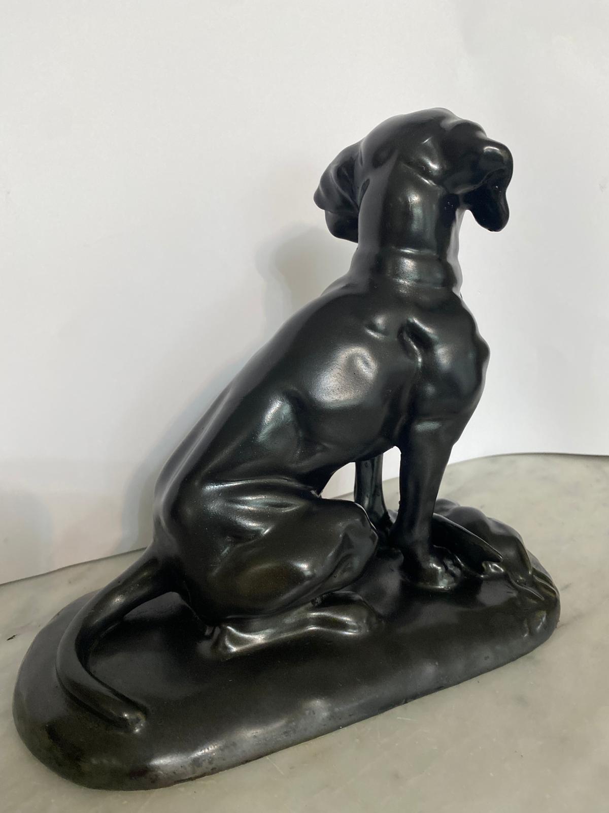 PERRO CAZADOR o COBRADOR CON SU PRESA de CERÁMICA DE LOTA (Antes de 1950) - Imagen 8