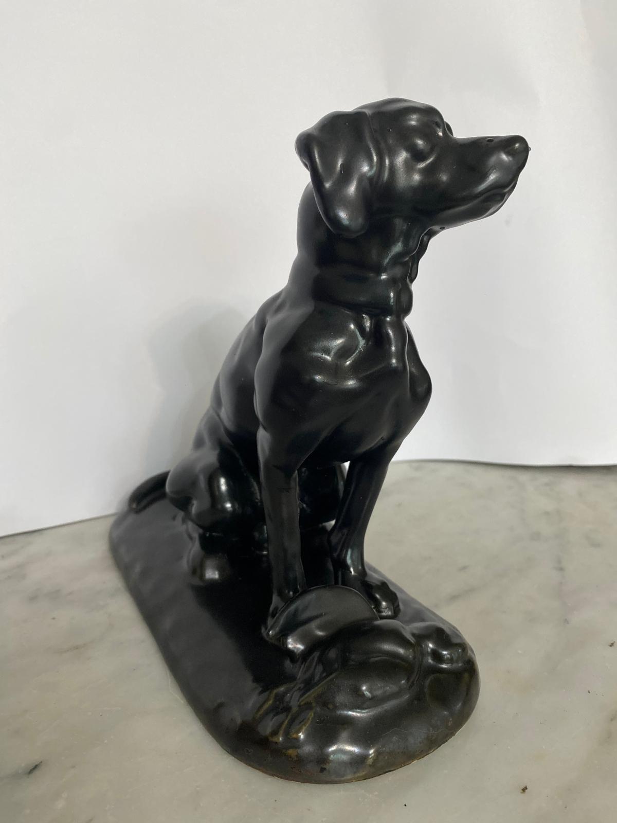 PERRO CAZADOR o COBRADOR CON SU PRESA de CERÁMICA DE LOTA (Antes de 1950) - Imagen 9