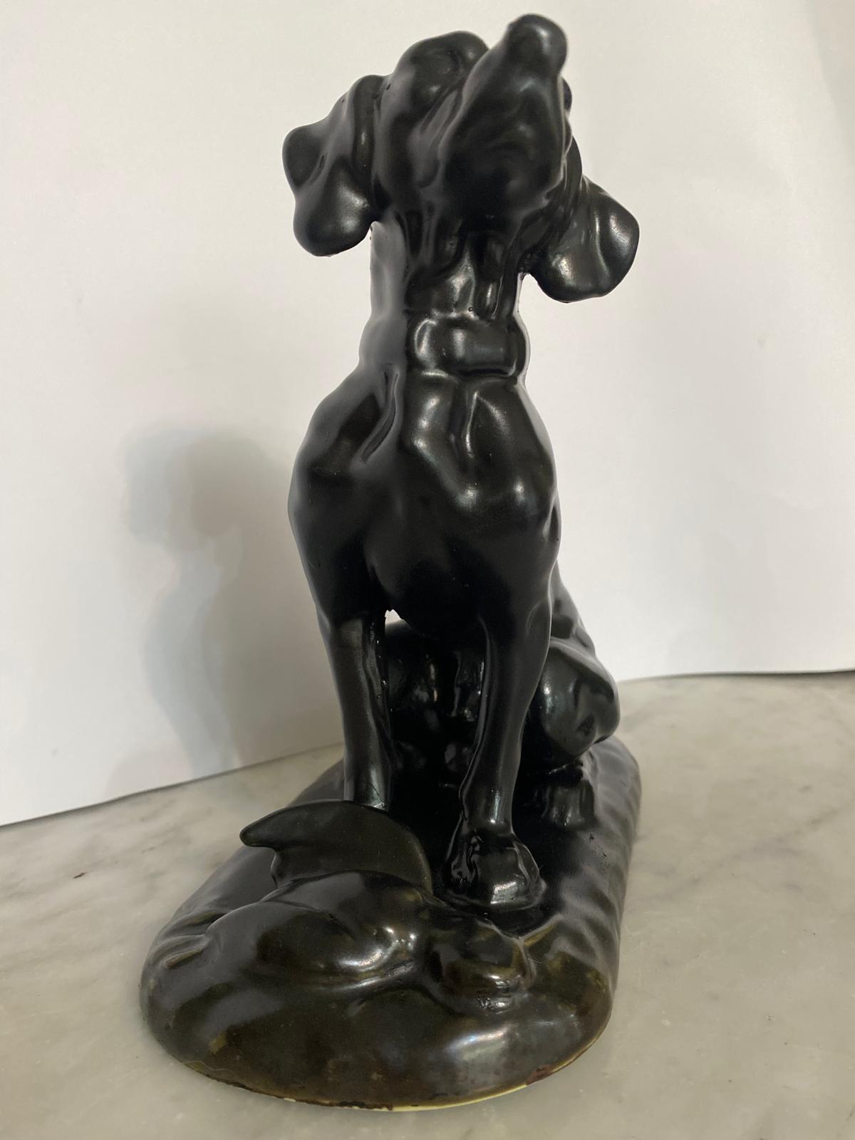 PERRO CAZADOR o COBRADOR CON SU PRESA de CERÁMICA DE LOTA (Antes de 1950) - Imagen 10