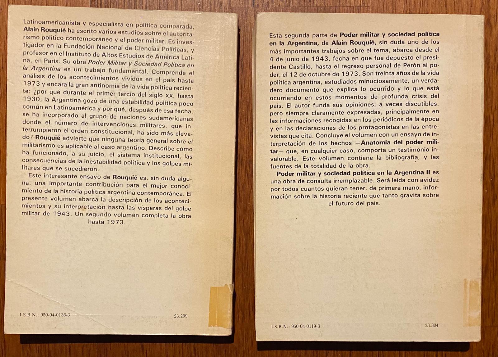 PODER MILITAR Y SOCIEDAD POLÍTICA EN LA ARGENTINA (Tomos I y II) de Alain Rouquié 1982 - Imagen 2
