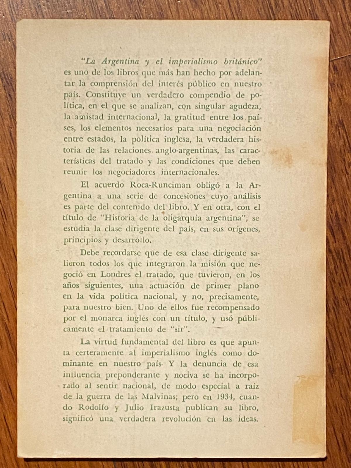 LA ARGENTINA Y EL IMPERIALISMO BRITÁNICO de Rodolfo y Julio Irazusta (Segunda Edición Julio 1982) - Imagen 4